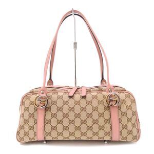 GUCCI GG Twins Canvas Boston Bag Pink